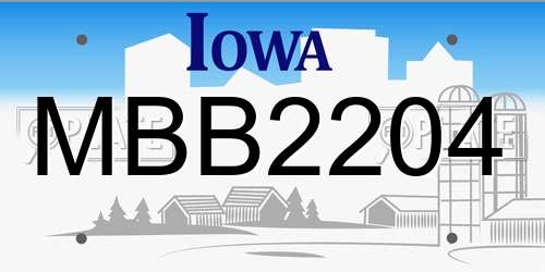 MBB2204 Iowa License Plate