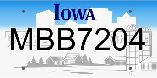 MBB7204 Iowa License Plate