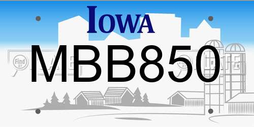 MBB850 Iowa License Plate