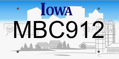 MBC912 Iowa License Plate