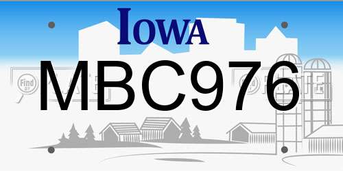 MBC976 Iowa License Plate