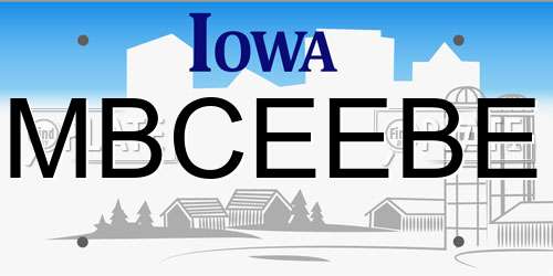 MBCEEBE Iowa License Plate