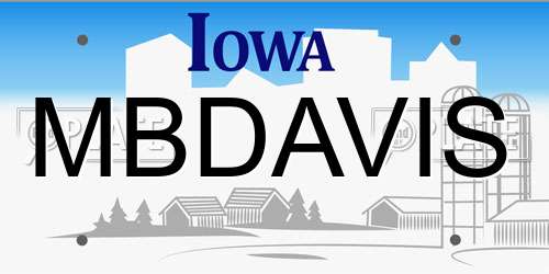 MBDAVIS Iowa License Plate
