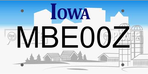 MBE00Z Iowa License Plate