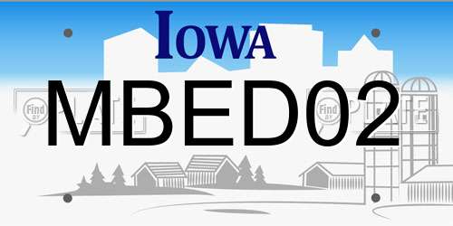 MBED02 Iowa License Plate