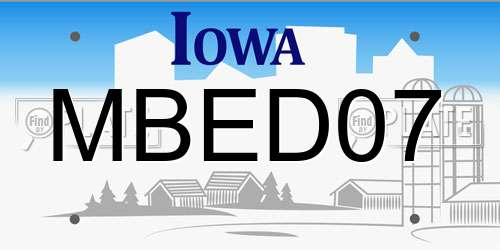 MBED07 Iowa License Plate