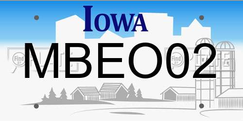 MBEO02 Iowa License Plate
