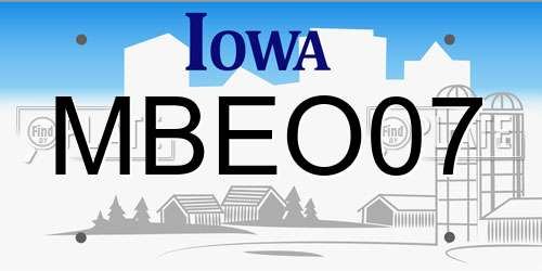 MBEO07 Iowa License Plate