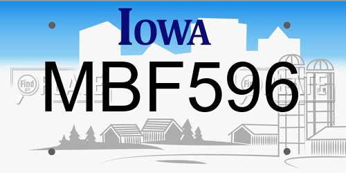 MBF596 Iowa License Plate