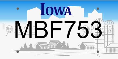 MBF753 Iowa License Plate