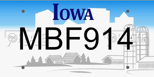 MBF914 Iowa License Plate