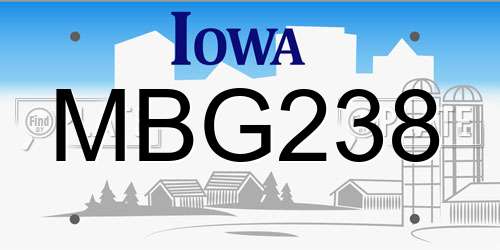 MBG238 Iowa License Plate