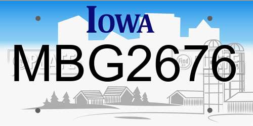 MBG2676 Iowa License Plate