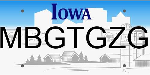 MBGTGZG Iowa License Plate