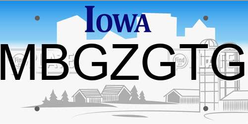 MBGZGTG Iowa License Plate
