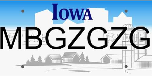 MBGZGZG Iowa License Plate