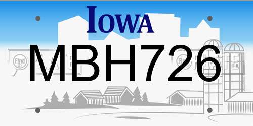 MBH726 Iowa License Plate