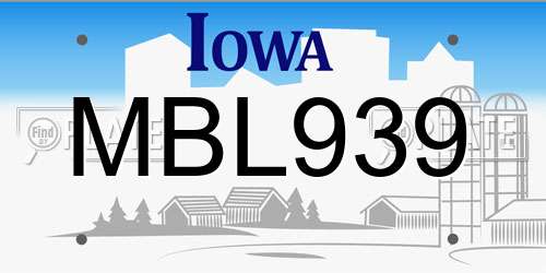 MBL939 Iowa License Plate