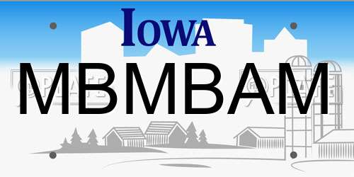 MBMBAM Iowa License Plate