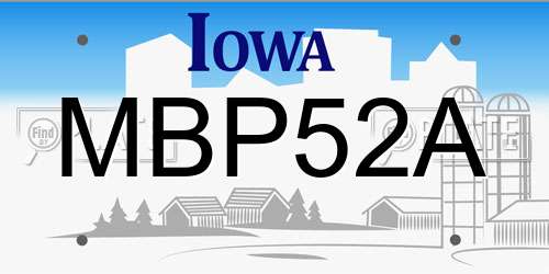 MBP52A Iowa License Plate