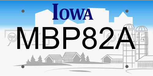 MBP82A Iowa License Plate