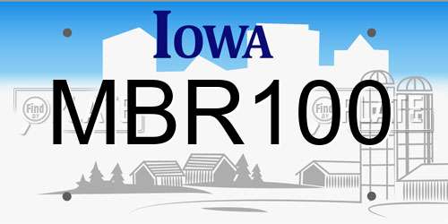 MBR100 Iowa License Plate