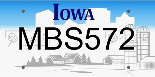 MBS572 Iowa License Plate