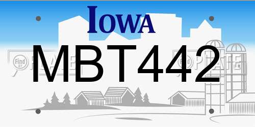 MBT442 Iowa License Plate