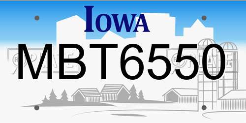 MBT6550 Iowa License Plate