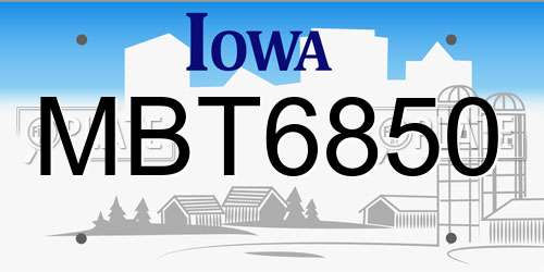MBT6850 Iowa License Plate