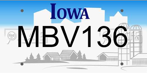 MBV136 Iowa License Plate