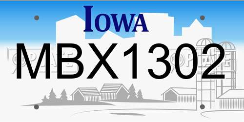 MBX1302 Iowa License Plate