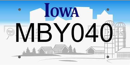 MBY040 Iowa License Plate
