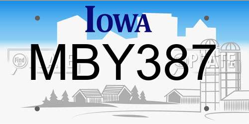 MBY387 Iowa License Plate