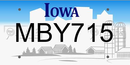 MBY715 Iowa License Plate