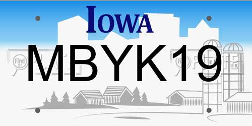 MBYK19 Iowa License Plate