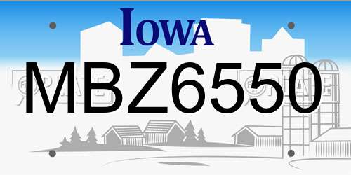 MBZ6550 Iowa License Plate
