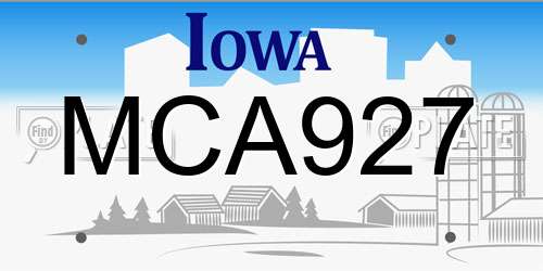 MCA927 Iowa License Plate