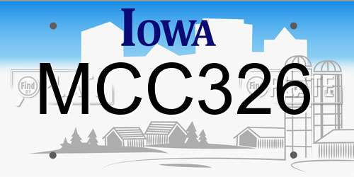 MCC326 Iowa License Plate