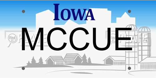 MCCUE Iowa License Plate