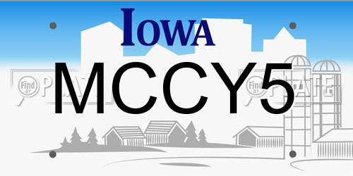 MCCY5 Iowa License Plate