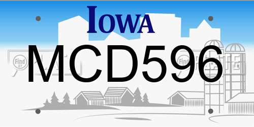 MCD596 Iowa License Plate