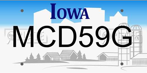 MCD59G Iowa License Plate