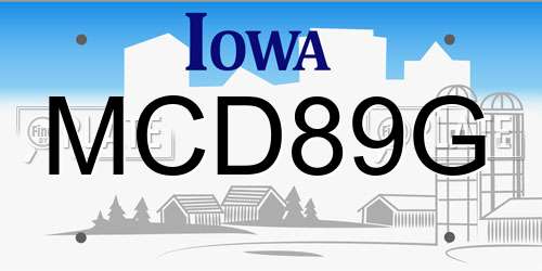MCD89G Iowa License Plate