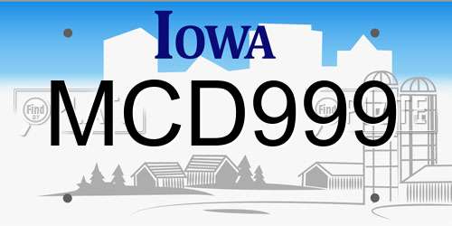 MCD999 Iowa License Plate