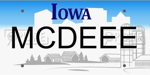 MCDEEE Iowa License Plate