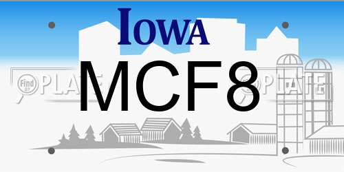 MCF8 Iowa License Plate