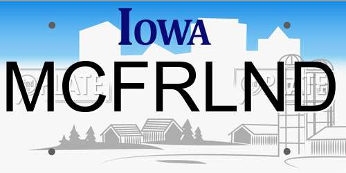 MCFRLND Iowa License Plate