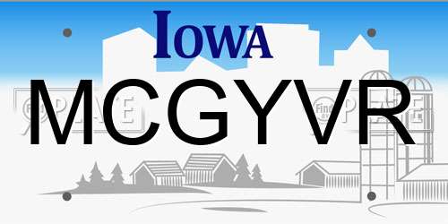 MCGYVR Iowa License Plate