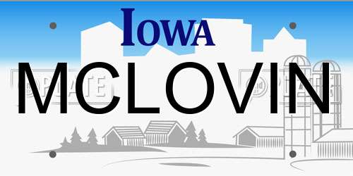 MCLOVIN Iowa License Plate